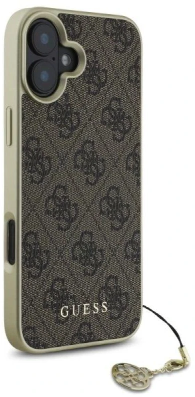 Guess GUHCP16SGF4GBR Apple iPhone 16 6.1″ rudos spalvos kietas dėklas 4G Charms Collection