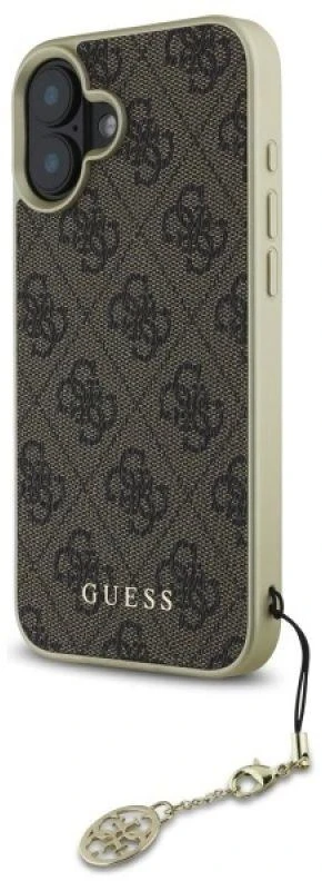 Guess GUHCP16SGF4GBR Apple iPhone 16 6.1″ rudos spalvos kietas dėklas 4G Charms Collection