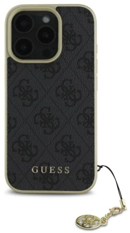 Guess GUHCP16XGF4GGR Apple iPhone 16 Pro Max 6.9″ juodos spalvos kietas dėklas 4G Charms Collection
