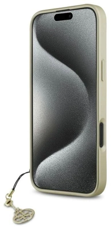 Guess GUHCP16SGF4GBR Apple iPhone 16 6.1″ rudos spalvos kietas dėklas 4G Charms Collection