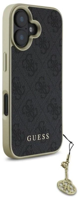 Guess GUHCP16SGF4GGR Apple iPhone 16 6.1″ juodos spalvos kietas dėklas 4G Charms Collection