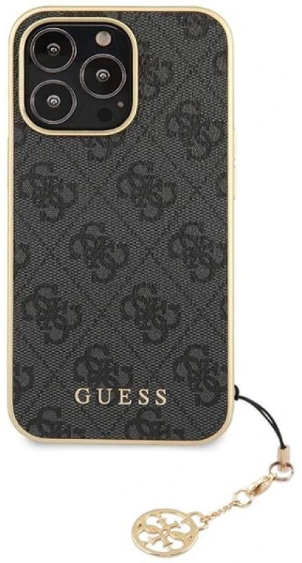 Guess GUHCP14LGF4GGR Apple iPhone 14 Pro 6,1″ pilkas kietas dėklas 4G Charms Collection