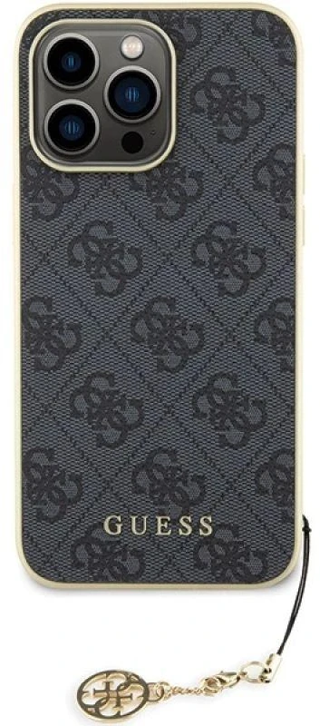 Guess GUHCP15XGF4GGR iPhone 15 Pro Max 6.7" pilka/pilkas kietas dėklas 4G Charms Collection