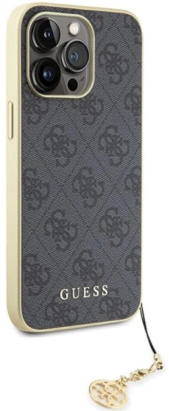 Guess GUHCP15XGF4GGR iPhone 15 Pro Max 6.7" pilka/pilkas kietas dėklas 4G Charms Collection