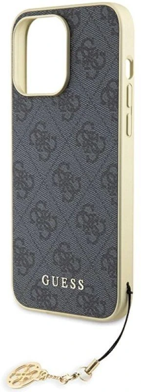 Guess GUHCP15XGF4GGR iPhone 15 Pro Max 6.7" pilka/pilkas kietas dėklas 4G Charms Collection