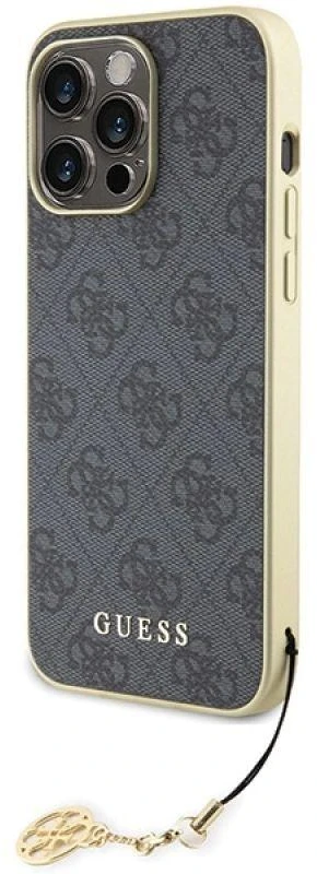 Guess GUHCP15XGF4GGR iPhone 15 Pro Max 6.7" pilka/pilkas kietas dėklas 4G Charms Collection