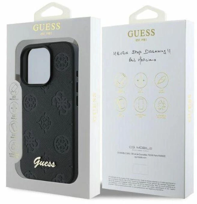 Guess GUHCP16LG4GFGR Apple iPhone 16 Pro 6.3″ juodos spalvos kietas dėklas 4G Classic
