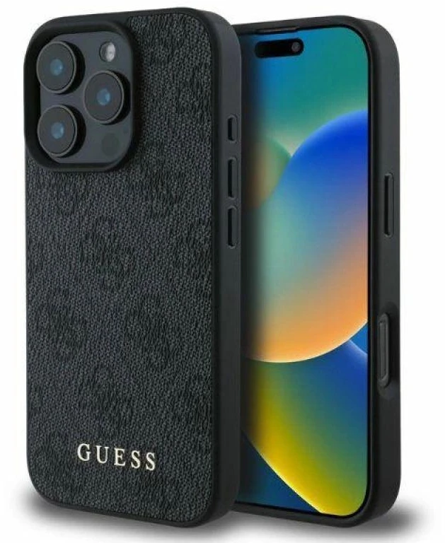 Guess GUHCP16LG4GFGR Apple iPhone 16 Pro 6.3″ juodos spalvos kietas dėklas 4G Classic