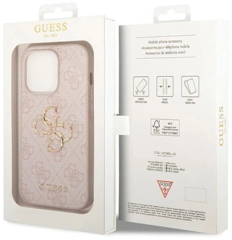 Dėklas GUESS GUHCP15L4L4GPIPI IPHONE 15 PRO 6.1 "Rožinis/Rožinis HARDCASE 4G BIG METAL LOGO