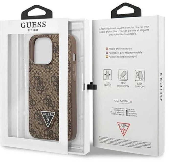Dėklas GUESS GUHCP13LP4TPW IPHONE 13 PRO / 13 6.1 "BROWN / BROWN HARDCASE 4G TRIANGLE CARDSLOT LOGO