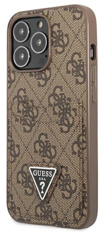 Dėklas GUESS GUHCP13LP4TPW IPHONE 13 PRO / 13 6.1 "BROWN / BROWN HARDCASE 4G TRIANGLE CARDSLOT LOGO