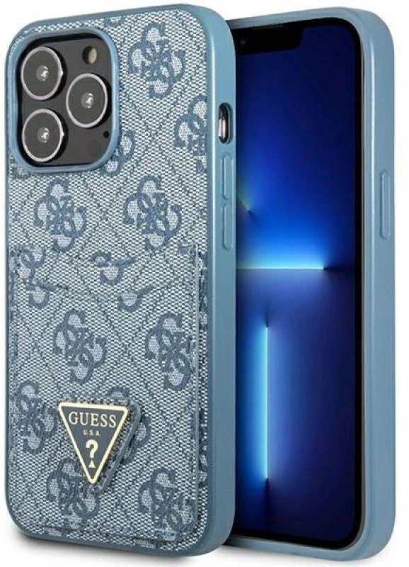 Dėklas GUESS GUHCP13LP4TPB IPHONE 13 PRO / 13 6.1 "Mėlynas / Mėlynas HARDCASE 4G TRIANGLE CARDSLOT LOGO