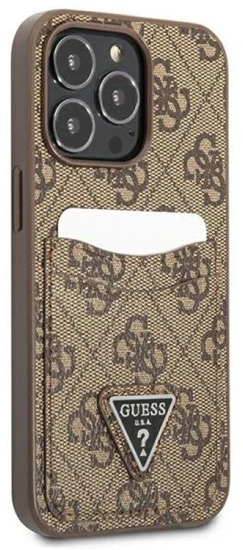 Dėklas GUESS GUHCP13LP4TPW IPHONE 13 PRO / 13 6.1 "BROWN / BROWN HARDCASE 4G TRIANGLE CARDSLOT LOGO