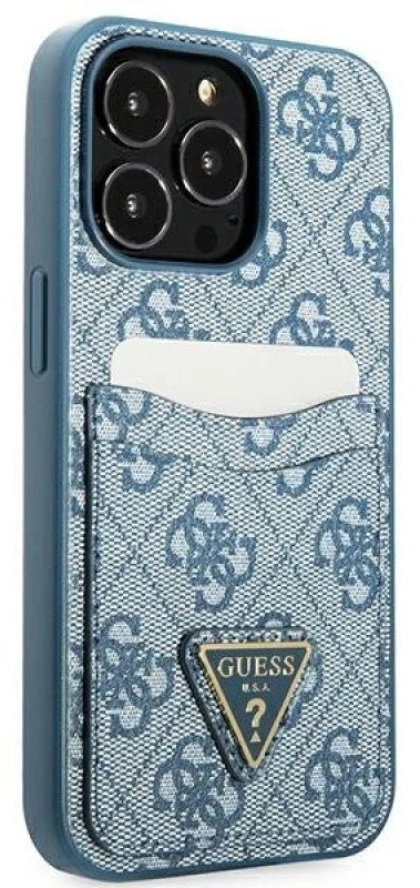 Dėklas GUESS GUHCP13LP4TPB IPHONE 13 PRO / 13 6.1 "Mėlynas / Mėlynas HARDCASE 4G TRIANGLE CARDSLOT LOGO