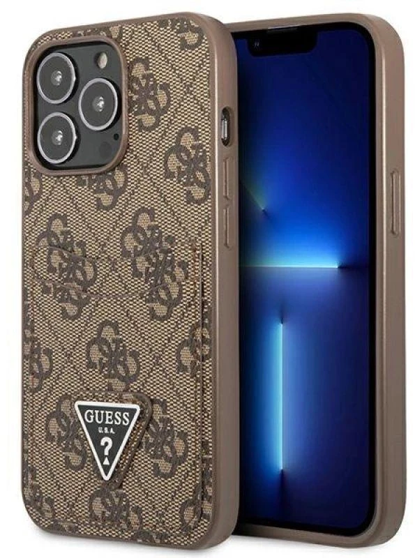 Dėklas GUESS GUHCP13LP4TPW IPHONE 13 PRO / 13 6.1 "BROWN / BROWN HARDCASE 4G TRIANGLE CARDSLOT LOGO