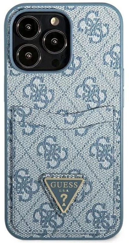 Dėklas GUESS GUHCP13LP4TPB IPHONE 13 PRO / 13 6.1 "Mėlynas / Mėlynas HARDCASE 4G TRIANGLE CARDSLOT LOGO