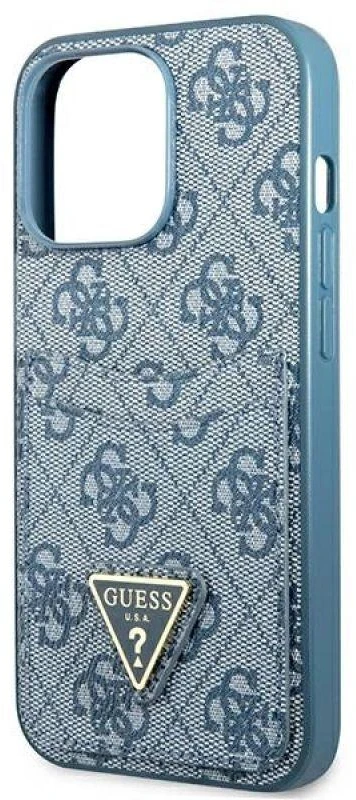 Dėklas GUESS GUHCP13LP4TPB IPHONE 13 PRO / 13 6.1 "Mėlynas / Mėlynas HARDCASE 4G TRIANGLE CARDSLOT LOGO