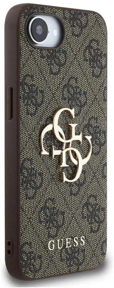 Guess PU 4G Metal Logo Apple iPhone 16e dėklas telefonui rudos spalvos