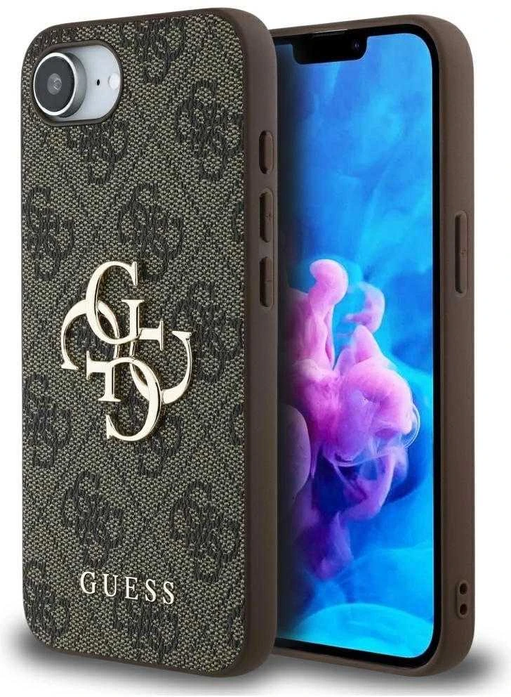 Guess 4G didelio logotipo iPhone 16e dėklas – rudas