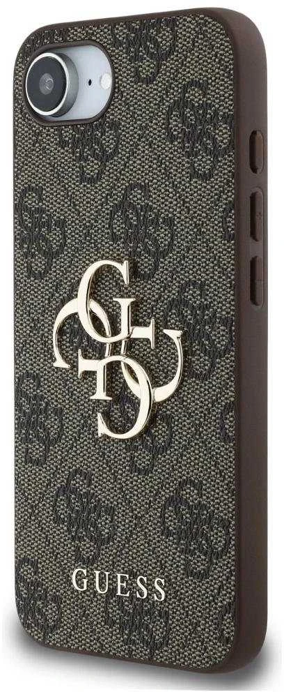 Guess PU 4G Metal Logo Apple iPhone 16e dėklas telefonui rudos spalvos