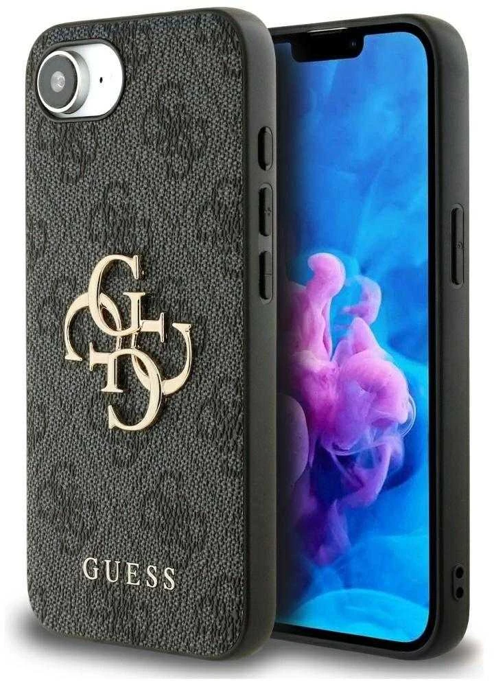GUESS dėklas skirtas Apple iPhone 16e (SE 4 2025) GUHCPSE44GMGGR (4G PU Big Logo) juodos spalvos