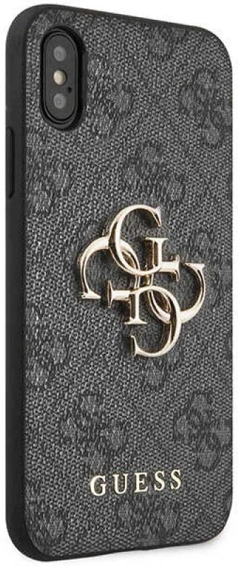 Guess GUHCPX4GMGGR Apple iPhone X/XS pilkas kietas dėklas 4G Big Metal Logo