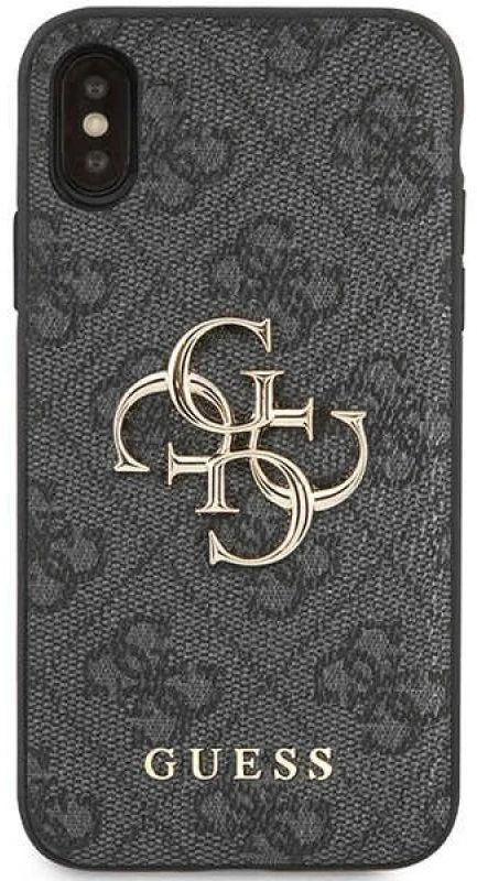 Guess GUHCPX4GMGGR Apple iPhone X/XS pilkas kietas dėklas 4G Big Metal Logo