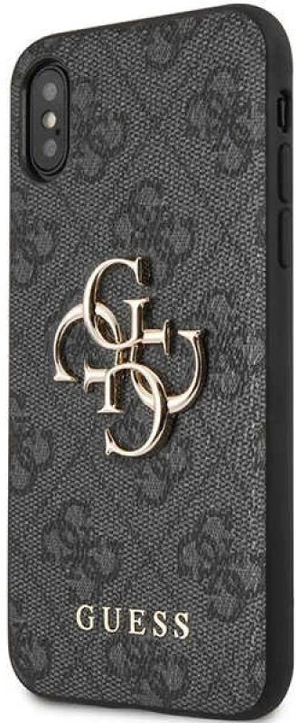Guess GUHCPX4GMGGR Apple iPhone X/XS pilkas kietas dėklas 4G Big Metal Logo