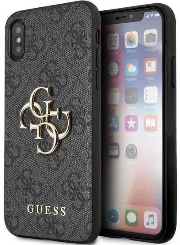 Guess GUHCPX4GMGGR Apple iPhone X/XS pilkas kietas dėklas 4G Big Metal Logo