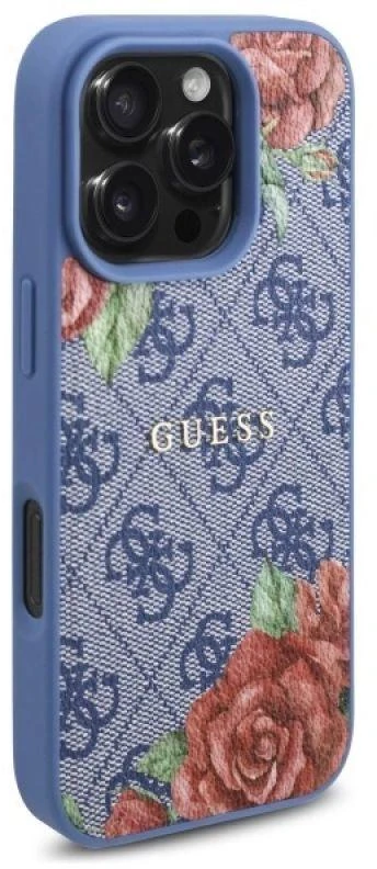 Guess GUHMP16XP4ROPEMCB Apple iPhone 16 Pro Max 6.9″ mėlynas kietas dėklas 4G Flowers Print MagSafe