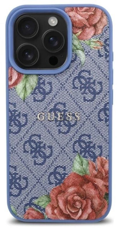Guess GUHMP16XP4ROPEMCB Apple iPhone 16 Pro Max 6.9″ mėlynas kietas dėklas 4G Flowers Print MagSafe