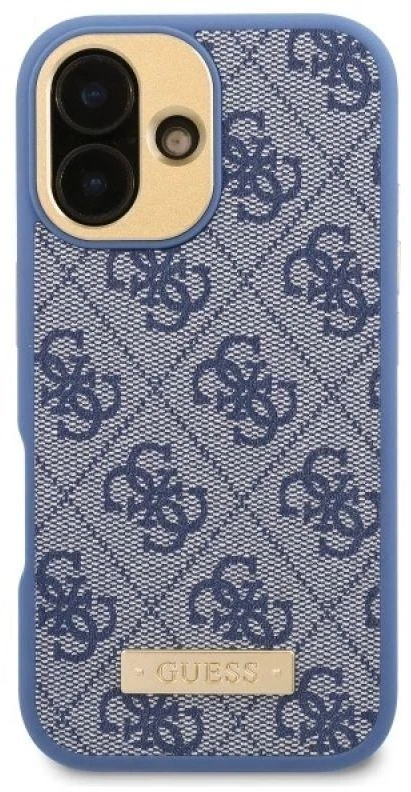 Guess GUHMP16MU4GPRB Apple iPhone 16 Plus 6.7″ mėlynas kietas dėklas 4G Logo Plate MagSafe