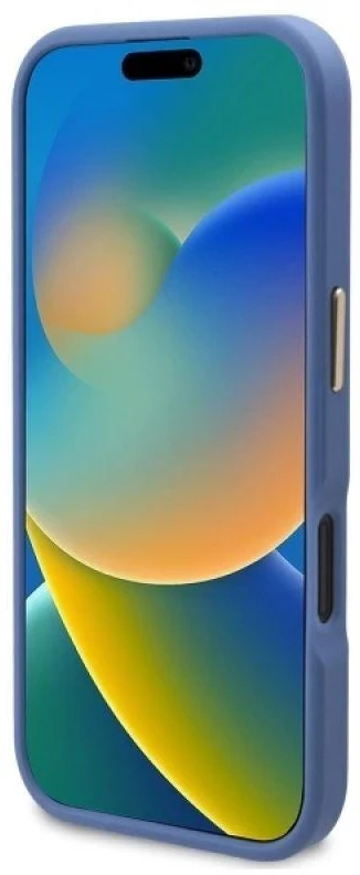 Guess GUHMP16SU4GPRB Apple iPhone 16 6.1″ mėlynas kietas dėklas 4G Logo Plate MagSafe