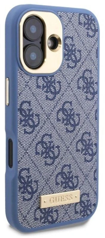 Guess GUHMP16SU4GPRB Apple iPhone 16 6.1″ mėlynas kietas dėklas 4G Logo Plate MagSafe