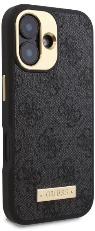 Guess GUHMP16SU4GPRK Apple iPhone 16 6.1″ juodos spalvos kietas dėklas 4G Logo Plate MagSafe