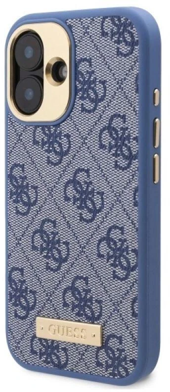 Guess GUHMP16MU4GPRB Apple iPhone 16 Plus 6.7″ mėlynas kietas dėklas 4G Logo Plate MagSafe