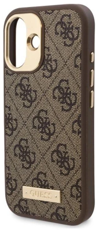 Guess 4G Logo Plate MagSafe Apple iPhone 16 Case – dėklas telefonui rudos spalvos