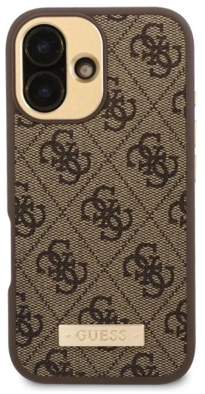 Guess 4G Logo Plate MagSafe Apple iPhone 16 Plus Case – dėklas telefonui rudos spalvos