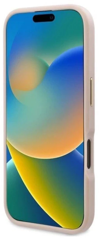 Guess GUHMP16SU4GPRP Apple iPhone 16 6.1″ rožinės spalvos kietas dėklas 4G Logo Plate MagSafe