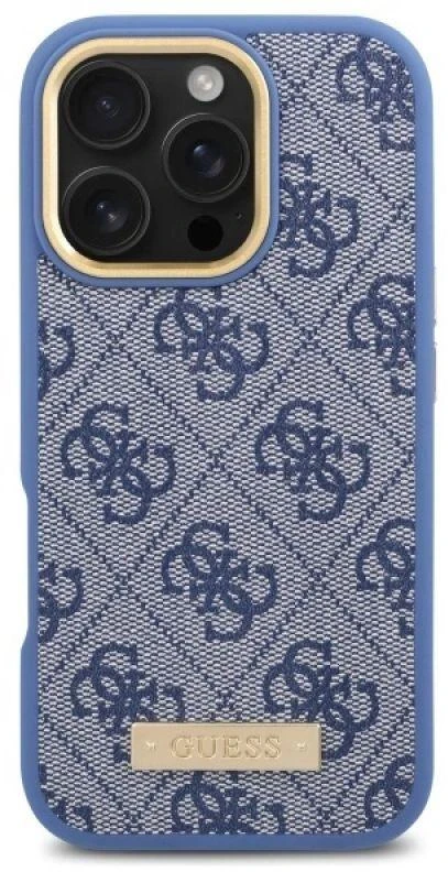 Guess GUHMP16LU4GPRB Apple iPhone 16 Pro 6.3″ mėlynas kietas dėklas 4G Logo Plate MagSafe
