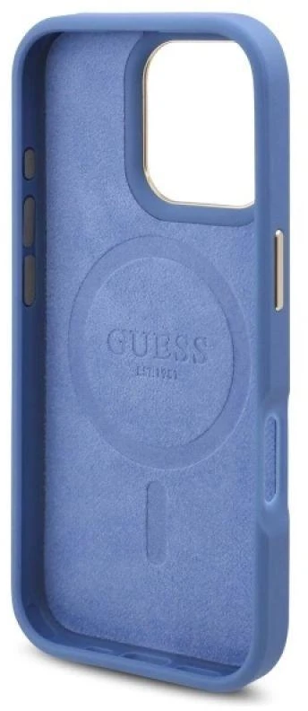 Guess GUHMP16LU4GPRB Apple iPhone 16 Pro 6.3″ mėlynas kietas dėklas 4G Logo Plate MagSafe