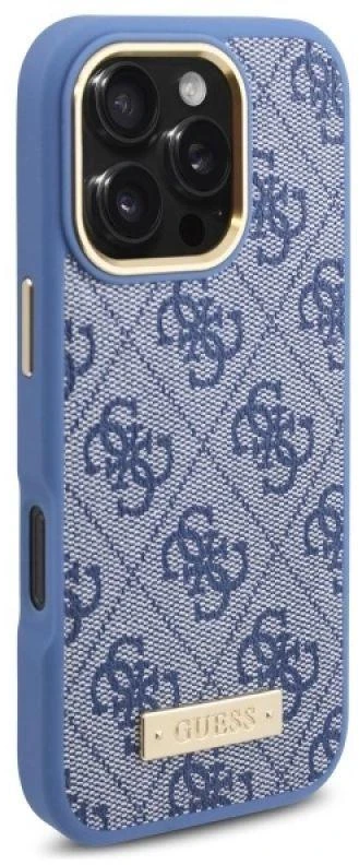Guess GUHMP16LU4GPRB Apple iPhone 16 Pro 6.3″ mėlynas kietas dėklas 4G Logo Plate MagSafe