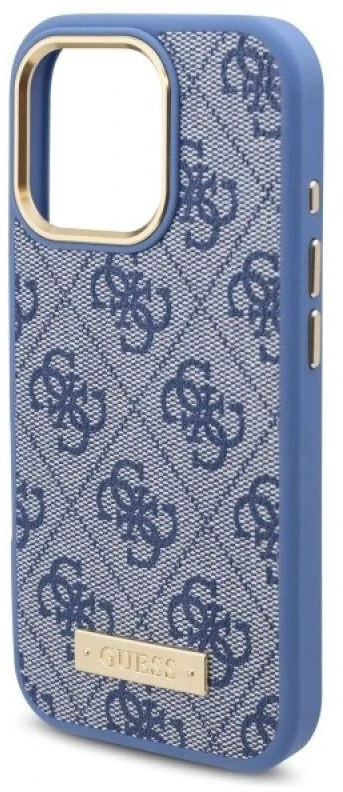 Guess GUHMP16LU4GPRB Apple iPhone 16 Pro 6.3″ mėlynas kietas dėklas 4G Logo Plate MagSafe