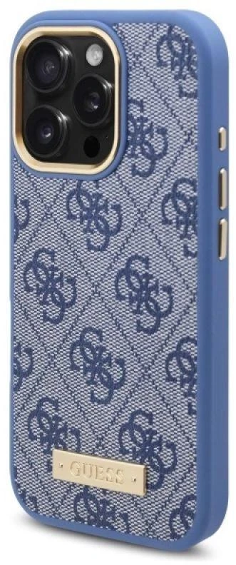 Guess GUHMP16LU4GPRB Apple iPhone 16 Pro 6.3″ mėlynas kietas dėklas 4G Logo Plate MagSafe