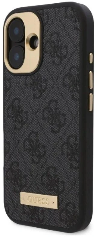Guess GUHMP16MU4GPRK Apple iPhone 16 Plus 6.7″ juodos spalvos kietas dėklas 4G Logo Plate MagSafe