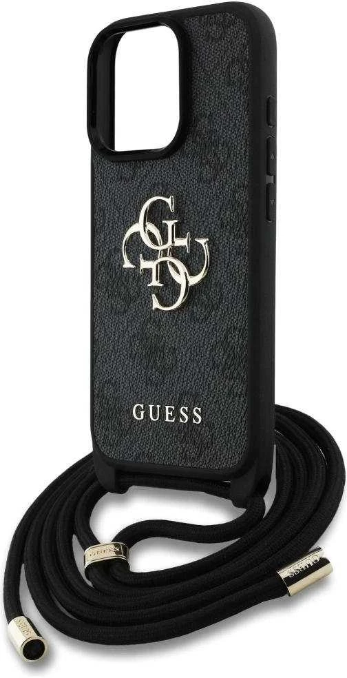 Dėklas Guess 4G Big Logo Cord Stap Crossbody Apple iPhone 16 Pro Max juodos spalvos