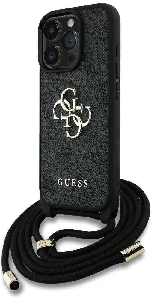 Dėklas Guess 4G Big Logo Cord Stap Crossbody Apple iPhone 16 Pro Max juodos spalvos
