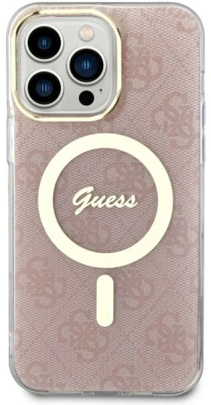 Guess GUHMP14XH4STP Apple iPhone 14 Pro Max 6.7″ rožinės spalvos kietas dėklas 4G MagSafe