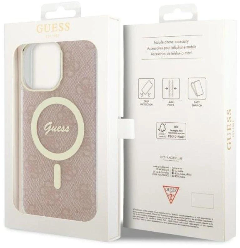 Guess GUHMP14XH4STP Apple iPhone 14 Pro Max 6.7″ rožinės spalvos kietas dėklas 4G MagSafe