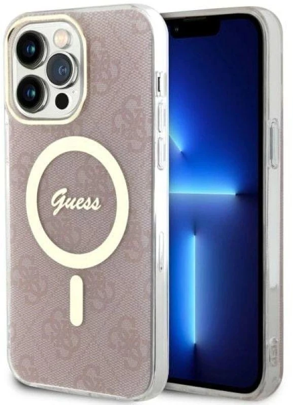 Guess GUHMP14XH4STP Apple iPhone 14 Pro Max 6.7″ rožinės spalvos kietas dėklas 4G MagSafe